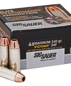 SIG SAUER V-Crown Ammo .44 Magnum 240 grain Jacketed Hollow Point Brass Cased Centerfire Pistol Ammunition