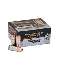 Sig Sauer V-Crown Ammo 9mm Luger 147 grain Jacketed Hollow Point Brass Cased 500 rounds