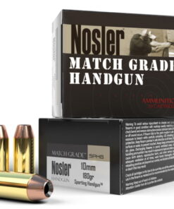 Nosler Match Grade 10mm 180 Grain Jacketed Hollow Point Brass Cased Cased Pistol Ammunition 500 rounds