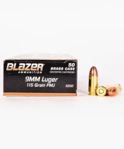 9mm – 115 gr FMJ – Blazer Brass (5200) – 1000 Rounds